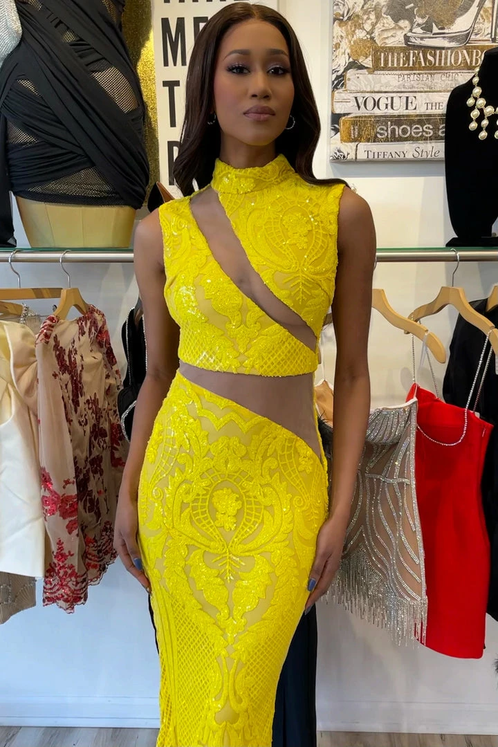 The Event Shop Jessica Bara Wyatt High Neck Sequin Bodycon Gown