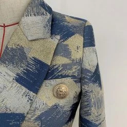 Reve Doll Essentials Jessica Bara Donatella Color Block Jacquard Blazer