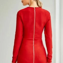 Jessica Bara Emma Long Sleeve Bandage Mini Dress Birthday Suit