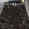 Jessica Bara Mady Belted Rhinestone Fringe Mini Skirt Birthday Suit