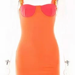 Jessica Bara Kornelia Bodycon Colorblock Gold Button Mini Dress