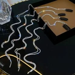 Birthday Suit Jessica Bara Tati Rhinestone Tassel Fringe Hair Clips