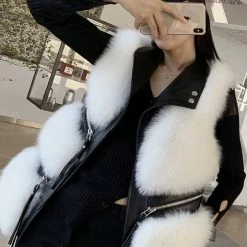 Reve Doll Essentials Jessica Bara Toby Leather & Fur Zipper Vest