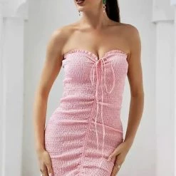 Jessica Bara Micaela Halter Neck Ruched Mini Dress Poolside Essentials