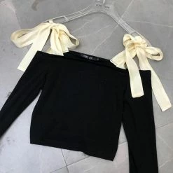 Jessica Bara Zendaya Flared Sleeve Bowknot Top