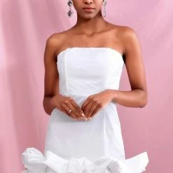 Jessica Bara Rue Strapless Bodycon Ruffle Mini Dress Birthday Suit