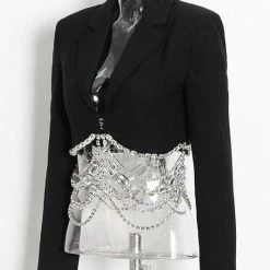 Jessica Bara Wrenley Crystal Blazer And Skirt Two Piece Set