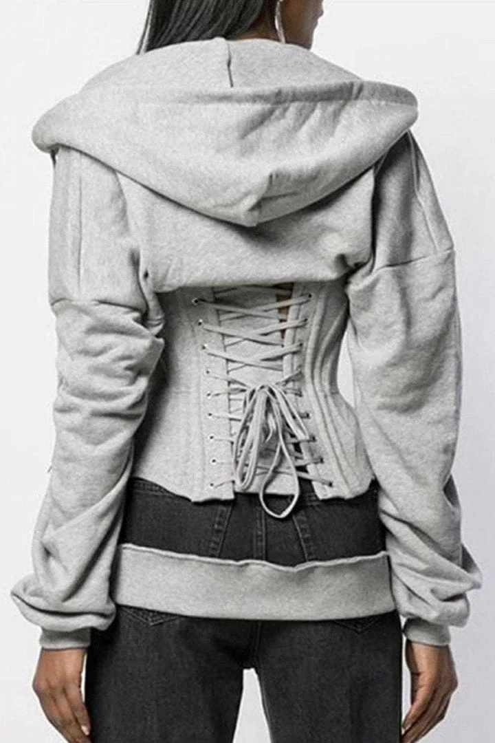 Influencer Style Jessica Bara Juliana Long Sleeve Corset Sweatshirt