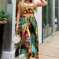 Jessica Bara Jasmina Crop Top And Pleated Skirt Two Piece Set Influencer Style