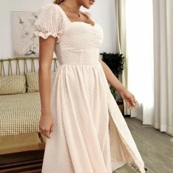 Jessica Bara Beckham Puff Sleeve Polka Dot Midi Dress Summer Lovin'