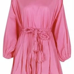 Summer Lovin' Jessica Bara Peggy Pleated Long Sleeve Belted Mini Dress