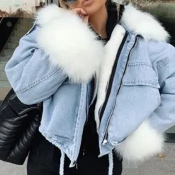 Jessica Bara Victoria Denim & Fur Jacket