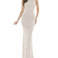 The Event Shop Colors Dress Beaded Open Back Gown