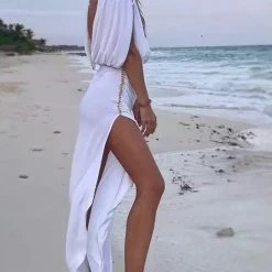 Jessica Bara Venice Sleeveless Backless Chain Maxi Dress