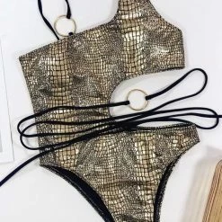 Jessica Bara Carina Snakeskin One Piece Swimsuit Poolside Essentials
