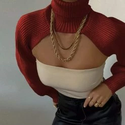 Jessica Bara Kingsley Turtleneck Knit Extreme Crop Top Kelsey Adams