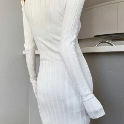 Jessica Bara Apollo Long Sleeve Ribbed Knit Mini Dress