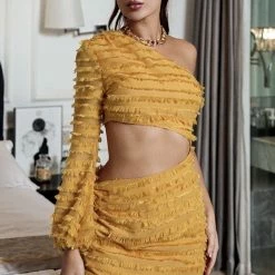 Jessica Bara Brandon One Shoulder Cut Out Mini Dress