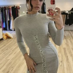 Jessica Bara Teagan Long Sleeve Corset Mini Dress