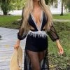 Influencer Style Jessica Bara Dallas Long Sleeve Cut Out Maxi Cover Up