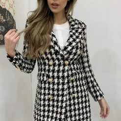 Reve Doll Essentials Jessica Bara Shasta Houndstooth Wool Coat
