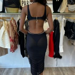 Influencer Style Jessica Bara Nova Cut Out Mesh Midi Dress