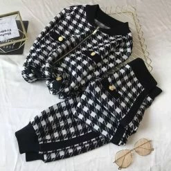 Reve Doll Essentials Jessica Bara Legend Houndstooth Hoodie And Jogger Two Piece Set
