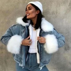 Jessica Bara Victoria Denim & Fur Jacket