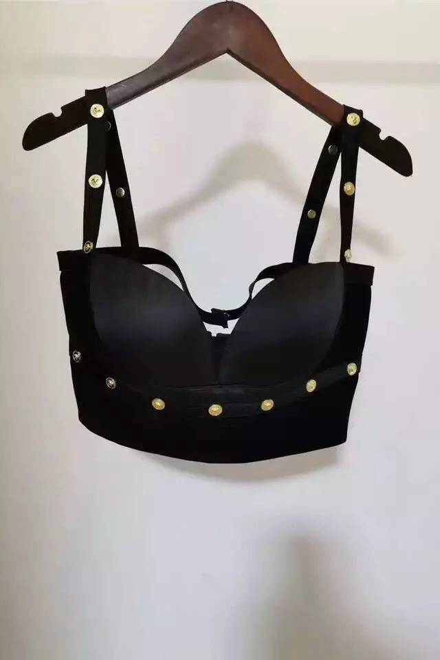 Jessica Bara Brandie Gold Button Crop Top And Short Two Piece Set