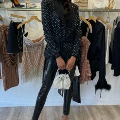 Jessica Bara Mackenna Rhinestone Belted Blazer Birthday Suit