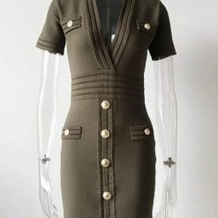 Jessica Bara Coco Short Sleeve Button Mini Dress