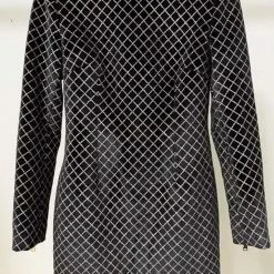 Jessica Bara Cece Long Sleeve Glitter Velvet Mini Dress Birthday Suit