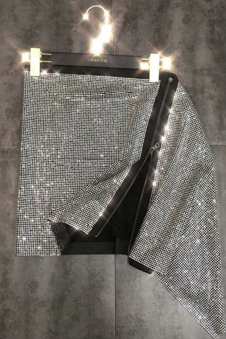 ReveBoutique Summer Lovin' Jessica Bara Manny Rhinestone Zipper High Waisted Skirt