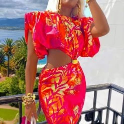 Influencer Style Jessica Bara Veronica Short Sleeve Cut Out Mini Dress