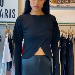 Jessica Bara Isaias Long Puff Sleeve Knit Top