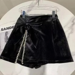 Jessica Bara Audriana Velvet Bow Mini Skirt