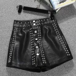 Jessica Bara Jacqueline Leather Studded Skort