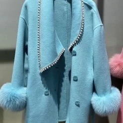 Jessica Bara Ryleigh Pearl And Fur Belted Long Coat