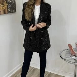 Jessica Bara Yesi Sequin Double Breasted Jacket