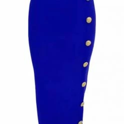 Reve Doll Essentials Jessica Bara Nathalie Gold Button Bandage Midi Dress