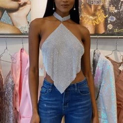 Jessica Bara Lindsey Rhinestone Halter Top
