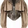 Jessica Bara Marlow Faux Leather Patchwork Belted Jacket Reve Doll Essentials