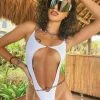 Influencer Style Jessica Bara Sonja Metal Chain Cut Out Swimsuit