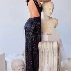 Jessica Bara Abbey Backless Sequin Gown