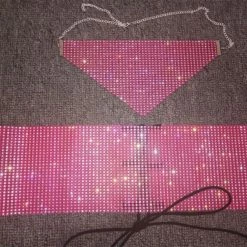 Masks Tyler Rhinestone Mask And Crop Top Two Piece Set