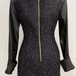 Influencer Style Jessica Bara Leighton Collar Tweed And Satin Mini Dress