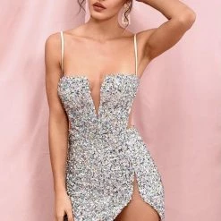 Jessica Bara Anya Sequin Cut Out Mini Dress Influencer Style