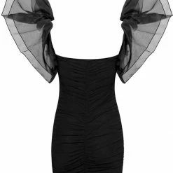 Jessica Bara Fallon Puff Sleeve Ruched Mini Dress Influencer Style