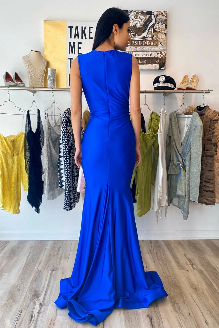 Atria V Neck Draped Bodycon Gown