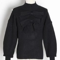 Jessica Bara Kennedy Bowknot Long Sleeve Sweater